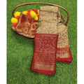  Women's Viscose Rayon Printed Saree With Unstitched Blouse (Red)