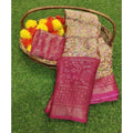  Women's Viscose Rayon Printed Saree With Unstitched Blouse (Pink)