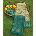  Women's Viscose Rayon Printed Saree With Unstitched Blouse (Skyblue)