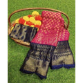  Women's Viscose Rayon Printed Saree With Unstitched Blouse (Pink)