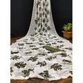  Women's Georgette Printed Saree With Unstitched Blouse (Green)