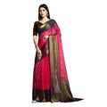  Women's Viscose Rayon Printed Saree With Unstitched Blouse (Pink)