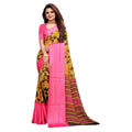  Women's Satin Patta Printed Saree With Unstitched Blouse (Pink)