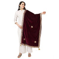  Women's Velvet Gotta Patti Dupatta (Purple, Length: 2.25 to 2.50 Mtr)