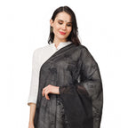 Generic Women's Cotton Embroidered Dupatta (Black, Length:Â 2.25 to 2.50 Mtr)