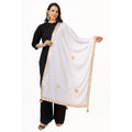  Women's Velvet Gotta Patti Dupatta (White, Length: 2.25 to 2.50 Mtr)
