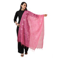  Women's Cotton Embroidered Dupatta (Pink, Length: 2.25 to 2.50 Mtr)
