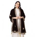 Generic Women's Velvet Gotta Patti Dupatta (Brown, Length:Â 2.25 to 2.50 Mtr)