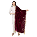  Women's Velvet Gotta Patti Dupatta (Purple, Length: 2.25 to 2.50 Mtr)