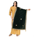  Women's Velvet Gotta Patti Dupatta (Green, Length: 2.25 to 2.50 Mtr)