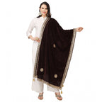 Generic Women's Velvet Gotta Patti Dupatta (Brown, Length:Â 2.25 to 2.50 Mtr)