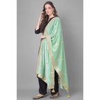 Generic Women's Velvet Gotta Patti Dupatta (Sea Green, Length:Â 2.25 to 2.50 Mtr)