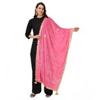 महिलाओं के लिए सामान्य वेलवेट गोटा पट्टी दुपट्टा (गुलाबी रंग, लंबाई: 2.25 से 2.50 मीटर)