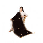 Generic Women's Velvet Gotta Patti Dupatta (Brown, Length:Â 2.25 to 2.50 Mtr)