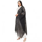 Generic Women's Cotton Embroidered Dupatta (Black, Length:Â 2.25 to 2.50 Mtr)