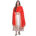  Women's Velvet Gotta Patti Dupatta (Red, Length: 2.25 to 2.50 Mtr)