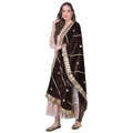  Women's Velvet Gotta Patti Dupatta (Brown, Length: 2.25 to 2.50 Mtr)
