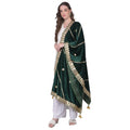  Women's Velvet Gotta Patti Dupatta (Green, Length: 2.25 to 2.50 Mtr)