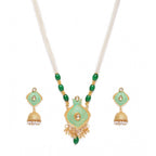 Generic Women's Rose Gold Plated Alloy Necklace &amp; Earings Set (Green)