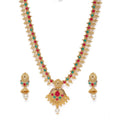  Women's Rose Gold Plated Alloy Necklace &amp;amp; Earings Set (Green &amp;amp; Red)