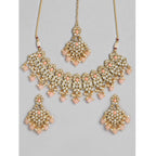 Generic Women's Rose Gold Plated Alloy Necklace &amp; Earings Set (Pink)