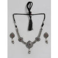  Women's Rose Gold Plated Alloy Necklace &amp;amp; Earings Set (Silver)