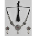  Women's Rose Gold Plated Alloy Necklace &amp;amp; Earings Set (Silver)