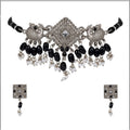  Women's Rose Gold Plated Alloy Necklace &amp;amp; Earings Set (Silver)