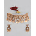  Women's Rose Gold Plated Alloy Necklace &amp;amp; Earings Set (Gold)