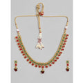  Women's Rose Gold Plated Alloy Necklace &amp;amp; Earings Set (Green &amp;amp; Red)