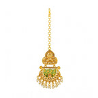 Generic Women's Rose Gold Plated Alloy Kundan Earrings &amp; Mangtikka (Green)