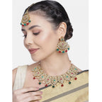 Generic Women's Rose Gold Plated Alloy Necklace &amp; Earings Set (Light Green)