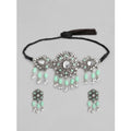  Women's Rose Gold Plated Alloy Necklace &amp;amp; Earings Set (Light Green)