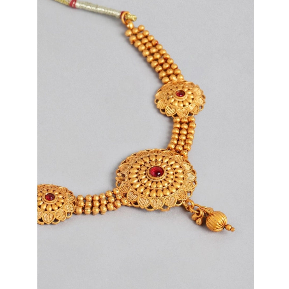 महिलाओं के लिए रोज़ गोल्ड प्लेटेड अलॉय नेकलेस और इयररिंग्स का जेनेरिक सेट (गोल्ड)