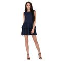  Women's Cotton Blend Solid Sleeveless Dress (Blue)