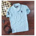  Men'sÂ Casual Half sleeve SolidÂ Cotton Polo Neck T-shirt (Sky Blue)