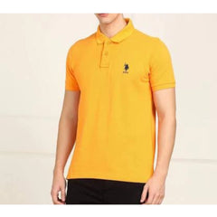 Generic Men'sÂ Casual Half sleeve SolidÂ Cotton Polo Neck T-shirt (Yellow)