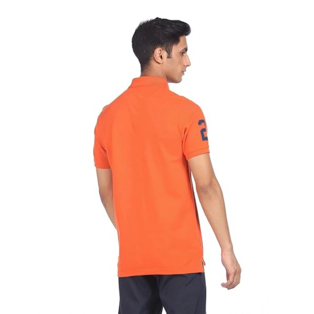 Generic Men'sÂ Casual Half sleeve SolidÂ Cotton Polo Neck T-shirt (Orange)