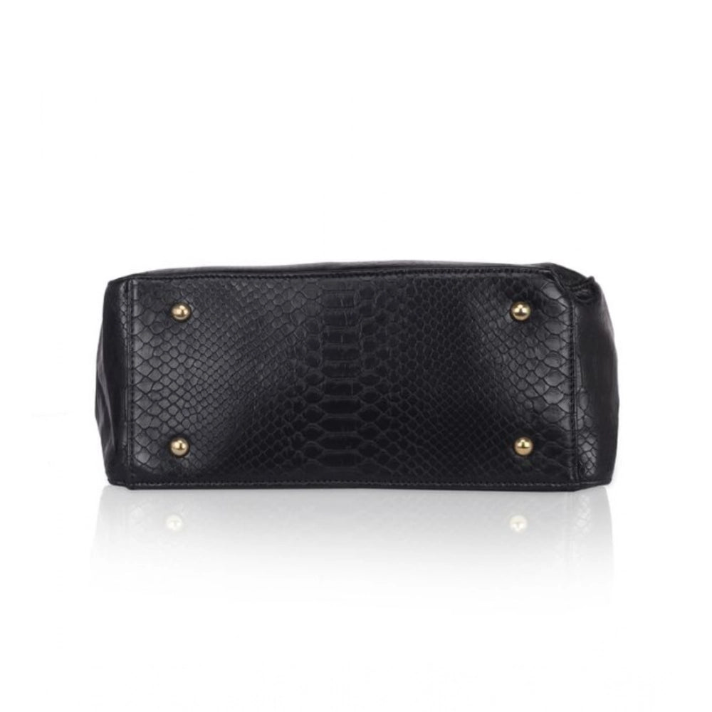 जेनरिक महिलाओं का फॉक्स लेदर टेक्सचर्ड टोट बैग (काला)