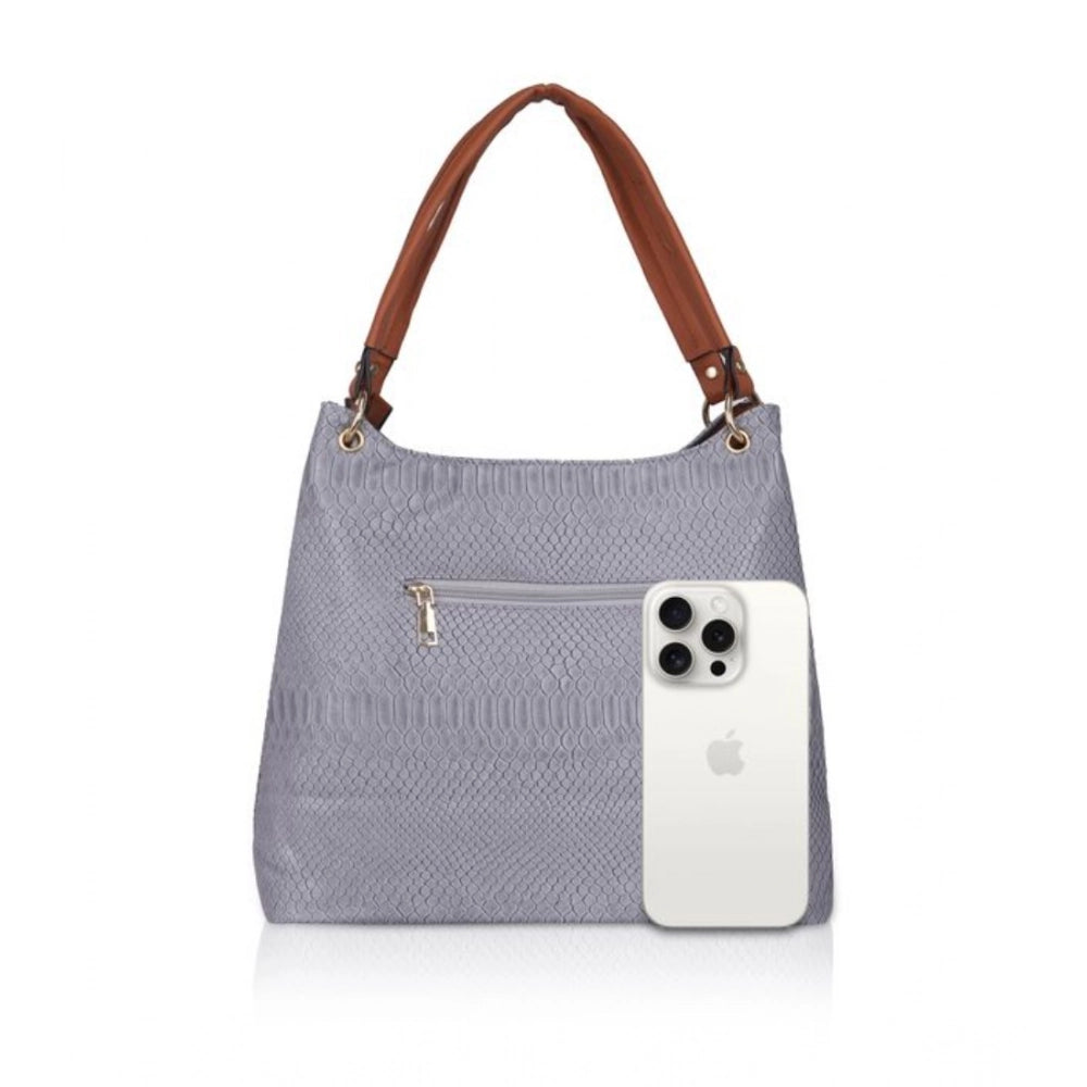 जेनरिक महिलाओं का फॉक्स लेदर टेक्सचर्ड टोट बैग (नीला)