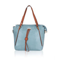  Women's Faux Leather Textured Tote Bag (Blue)