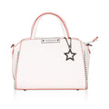  Women's Faux Leather Metal Beads Handbag (White)