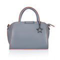  Women's Faux Leather Metal Beads Handbag (Grey)