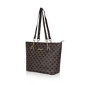  Women's Faux Leather Printed Tote Bag (Brown)