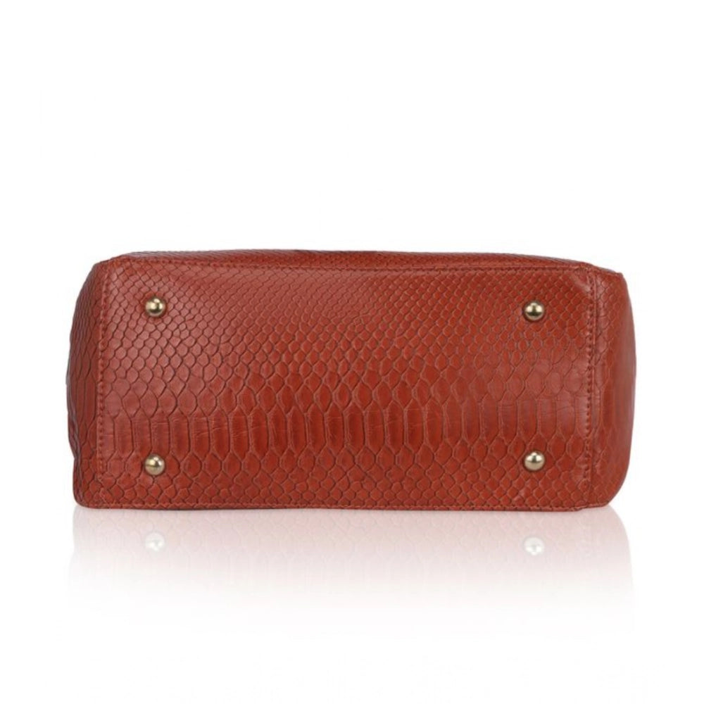 जेनरिक महिलाओं का फॉक्स लेदर टेक्सचर्ड टोट बैग (भूरा)