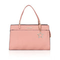  Women's Faux Leather Textured Adjustable Long Belt Handbag (Pink)