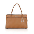  Women's Faux Leather Textured Adjustable Long Belt Handbag (Brown)