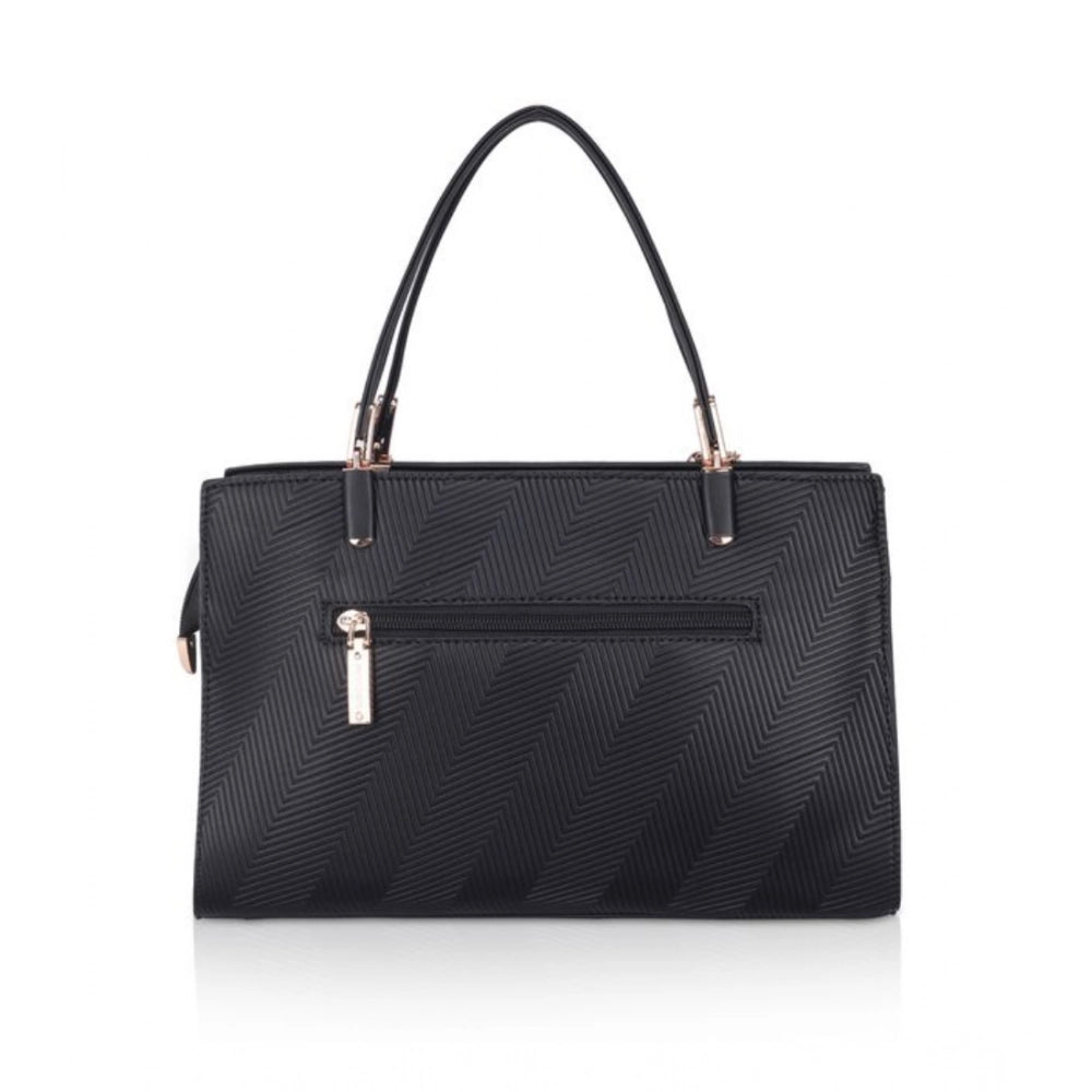 जेनरिक महिलाओं का फॉक्स लेदर टेक्सचर्ड एडजस्टेबल लॉन्ग बेल्ट हैंडबैग (काला)