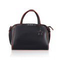  Women's Faux Leather Metal Beads Handbag (Black)