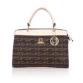  Women's Faux Leather Printed Handbag (Beige)